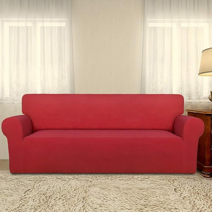 PureFit Stretch Couch Covers for Sofa Large Sofa Slipcovers Red | 1-Piece Sofa Cover Washable Soft Couch Protector, Couch Slipcover with Non Skid Foam and Elastic Bottom for Kids, Dogs