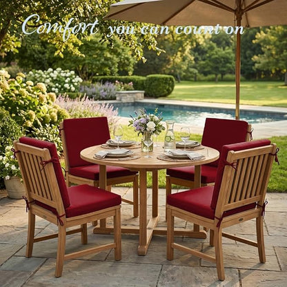 California Umbrella Outdoor Dining Chair, Set of 4 Patio Seat Cushions, 20 x 40 Inch, Premium Outdoor Memory Foam, Fade Resistant, Sunbrella Fabric, Fabric Ties, Jockey Red