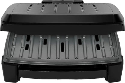 George Foreman® Fully Submersible™ Grill, NEW Dishwasher Safe, Wash the Entire Grill, Easy-to-Clean Nonstick, Black/Grey (Pack of 2)