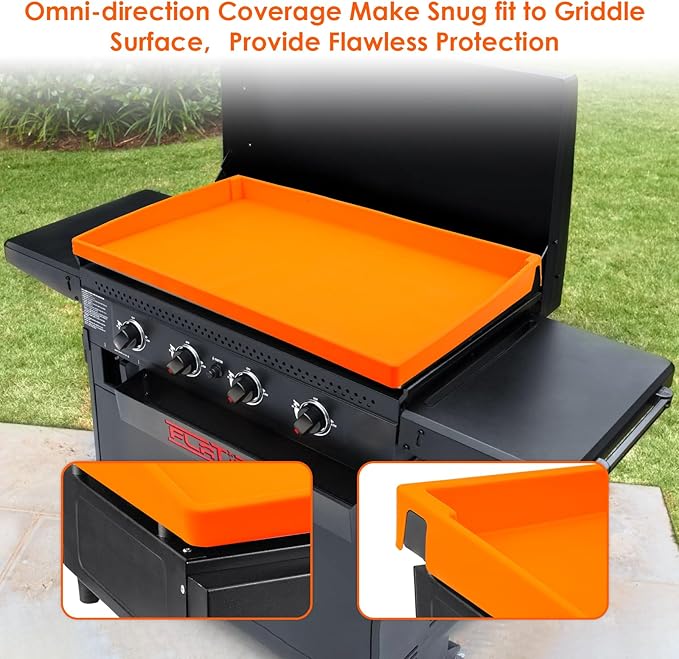 Silicone Griddle Mat Cover for Blackstone,All-Encompassing Coverage Heavy Duty Food Grade Silicone Grill Mat Cover, Nice Choice for Blackstone Griddle Protective Accessories (Orange-36inch)