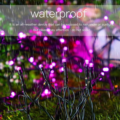 Solar Christmas String Lights, Pink 200Led Outdoor Waterproof | 2 Pack Total 400LED 144Ft 8 Modes Timer, IP44 Outside Valentines’ Day Fairy Lights for Tree, Garden, Patio, Yard Decorations