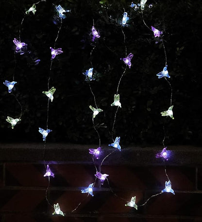 WSgift Solar Hummingbird String Lights, 15.8 Ft 30 Warm White LED Outdoor Waterproof Bird Fairy String Lights for Garden Yard Outdoor Decorations