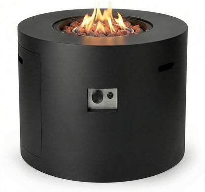 Mazatzal 32 Inch Propane Fire Pit Table, 50,000 BTU Round Gas Firepit with Lid & Cover, Alloy Steel Outdoor Fire Table for Patio, Backyard, Deck, Black