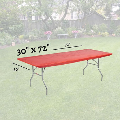 6' Rectangle Plastic Table Covers 30" x 72", Bundle of 5 (Red)