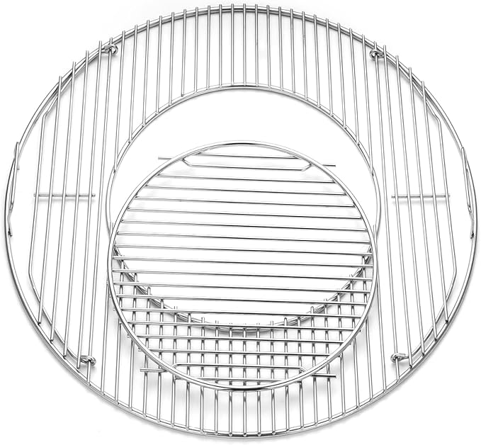 22.5” Hinged Cooking Grate for Weber, Charcoal Grill, Kettle, One-Touch Silver, Bar-B-Kettle, Master-Touch, Performer, Grill Grate Replacement Part for Weber