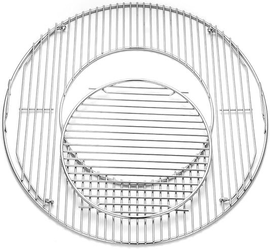 22.5” Hinged Cooking Grate for Weber, Charcoal Grill, Kettle, One-Touch Silver, Bar-B-Kettle, Master-Touch, Performer, Grill Grate Replacement Part for Weber