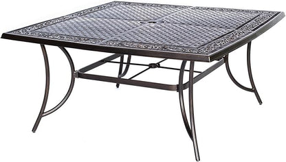 Hanover Traditions 9-Piece Patio Dining Set, Rust-Free Aluminum Outdoor Dining Set with Autumn Berry Cushions, 8 Swivel Rockers and Aluminum Square Dining Table, All-Weather Outdoor Dining Set for 8