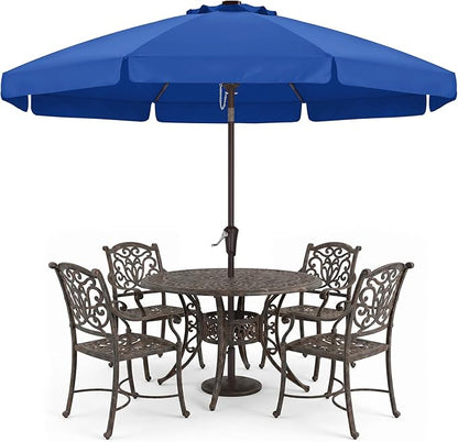 ABCCANOPY 9ft Scalloped Patio Umbrella, Outdoor Table Umbrella with Tilt and Crank, Fiberglass Ribs Deck Umbrella for Patio, Pool, Garden, Picnic (Blue)