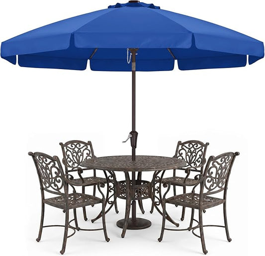 ABCCANOPY 9ft Scalloped Patio Umbrella, Outdoor Table Umbrella with Tilt and Crank, Fiberglass Ribs Deck Umbrella for Patio, Pool, Garden, Picnic (Blue)