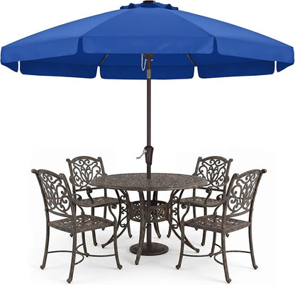 ABCCANOPY 10FT Scalloped Patio Umbrella Table Market Umbrella, Blue | Durable 8 Sturdy Fiberglass Ribs, Push Button Tilt and Crank, UV Protection Waterproof Outdoor Umbrella, Valance Style