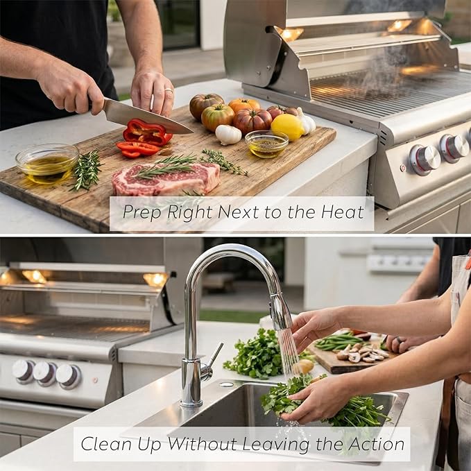BLAZE BBQ Outdoor Package of 32” LTE Built-in Gas Grill, Gas Dop-In Single Side Burner, 32” Door & Two Drawers Combo, 18” Roll Out Propane Tank/Trash Storage Drawer, 24” Refrigerator, and Accessories