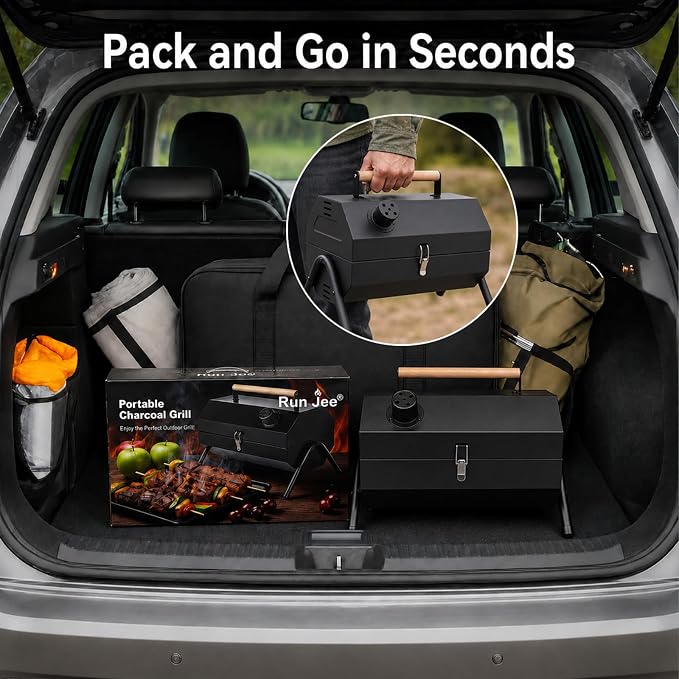Tabletop Charcoal Grill, Portable Foldable Tabletop BBQ Grill with Dual Sided Griddle & Grill, Compact Folded Design, Thickened Body for Camping, Picnic & Outdoor Cooking