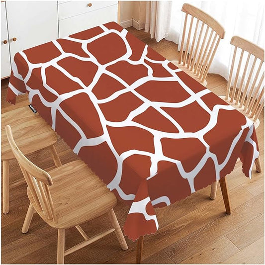 Swono 52x70 Inch Giraffe Tablecloth Brown Animal Skin Giraffe Print Farmhouse Dining Table Cloth Anti-Stain Talking Table Cover for Kitchen Dinning Room Coffee Store