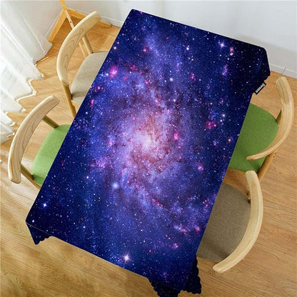 Swono Galaxy Space Tablecloth Blue Galaxy Constellation Universe Space Decorative Table Cover for Kitchen, Party Banquet and Holiday Tablecloth, 52x70 Inch(4-6 Seats)