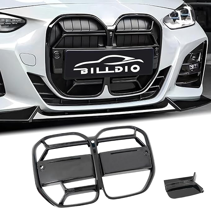 G22 Grille - Black Kidney Single slats Grill Compatible With BMW 4 Series G22/G23 2021-2024 430i M440i ABS Gloss Black Kidney Grill