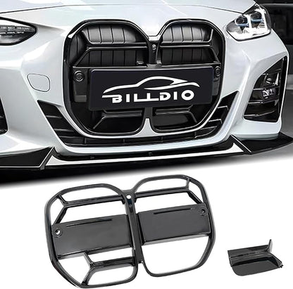 G22 Grille - Black Kidney Single slats Grill Compatible With BMW 4 Series G22/G23 2021-2024 430i M440i ABS Gloss Black Kidney Grill