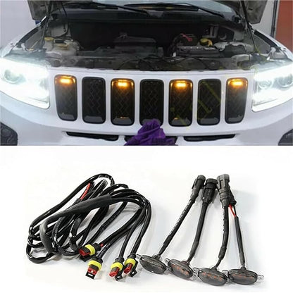 4 in 1 LED Car Front Grille Marker Lights Smoked Amber Grill Light for SUV Running Lamp