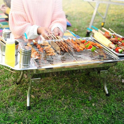 BBQ Grill Portable Barbecue Folding Grill,Stainless Steel Square Wood Stove, BBQ Grill Picnic Stove, Outdoor Mini Charcoal Stove