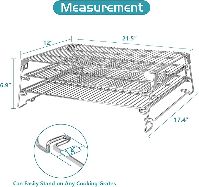 Jerky Racks for Traeger Smoker Pro 575 22 34 780 Grilling Cooling Warming Rack for Pit Boss 21" Depth Barrel Pellet Grill Pitboss 820 850 Austin XL Parts 3 Tiered Seasoning Smoking BBQ Accessories