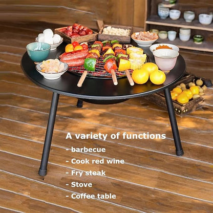 Barbecue Charcoal Grill,Folding Portable Dual use small bbq,Mini Outdoor Garden Barbecue Meat Rack for Backyard,Cooking,Camping and Parties (25.6IN)