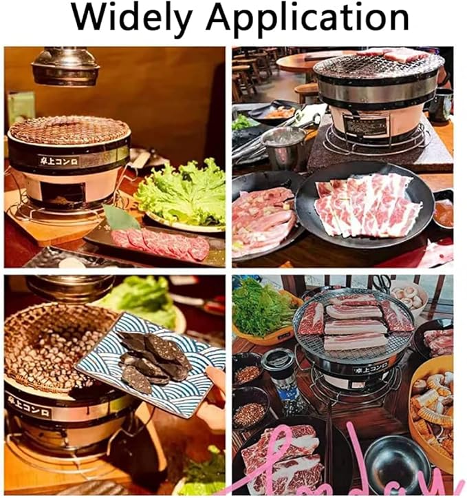 Round Table Top Charcoal Grill, Japanese Ceramic Clay BBQ Grill, Portable Barbecue Stove, Indoor Outdoor Charcoal Cooker,Charcoal Grill