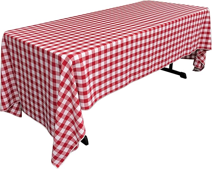 LA Linen Checkered Tablecloth, 60 by 120-Inch, Red