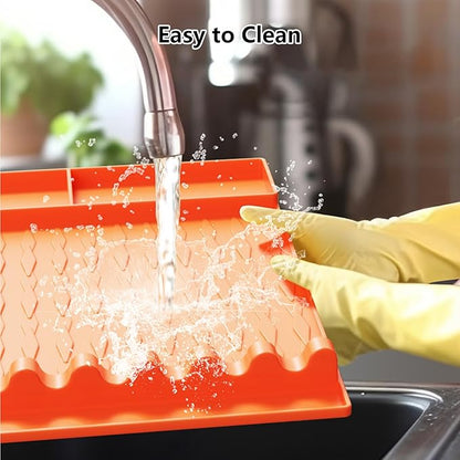 Silicone Grill Mat Compatible with Blackstone - Large Silicone Griddle Tools Heat Resistant Spatula Mat Non-Slip Outdoor BBQ Utensil Holder Blacktone Griddle Accessories for Kitchen Cooking Counter