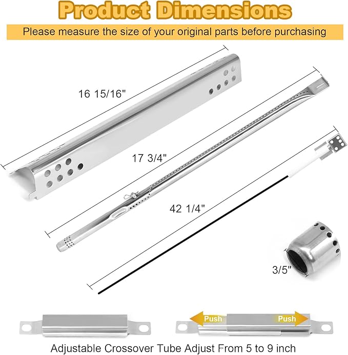 Grill Parts for Charbroil Performance 4 Burner 463377319 463347418 463342118 463347017 463377017 463342119 G470-5200-W1 Burner,G470-0004-W1 Heat Plates Igniter for Char Broil Grill Replacement Parts