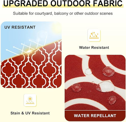 downluxe Outdoor Chair Cushions Set of 4 for Patio Furniture, Water-Resistant Square Corner Patio Chair Cushions with Ties, High Density Foam Outdoor Seat Cushion, 18.5" X 16" X 3", Red Gourd