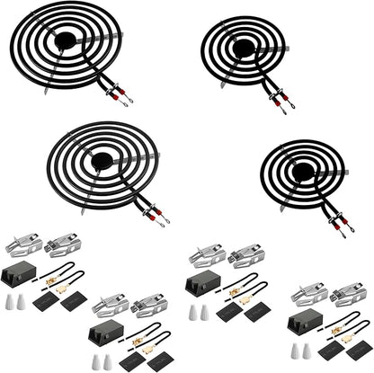 MP22YA Electric Range Burner Element Unit Set with 330031 Range Burner Receptacle Kit Fit for Ken-more Whirl-pool Frigi-daire May-tag Ranges/Stoves by Fetechmate