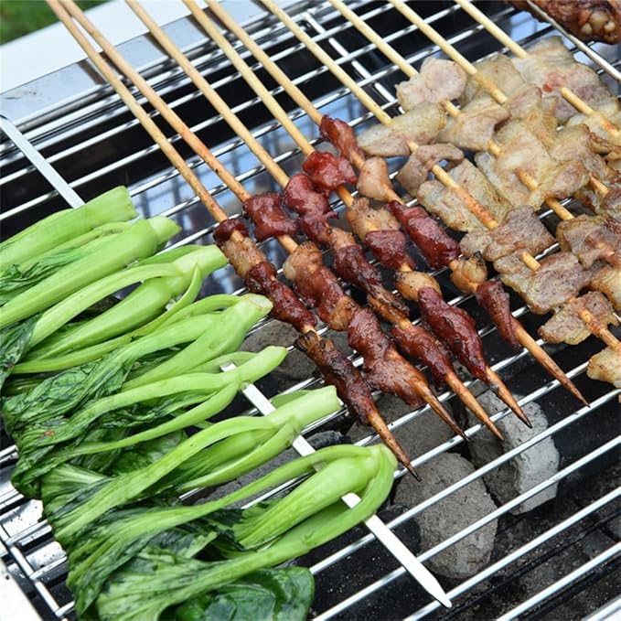 Portable Charcoal Grill for Camping BBQ Grills Outdoor Barbecue Grill Detachable Foldable Charcoal Grill Rack with Stainless Steel Bracket,48 * 33 * 57Cm-D