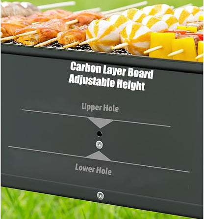 Portable Folding Charcoal BBQ Grill Rectangular Charcoal Barbecue Garden & Patio Grill with Handle (40 * 19cm)