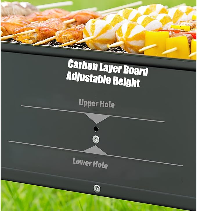 Portable Charcoal Barbecue with Folding Legs Rectangular BBQ Grill Garden & Patio BBQ with Handle (80 * 19cm)