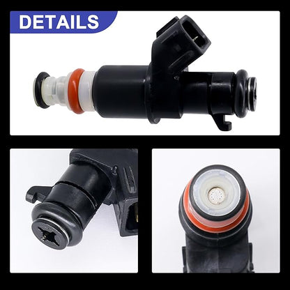 HiSport 16450-RAA-A01 Fuel Injectors 4PCS 8 Holes 2.4L L4 Compatible with Accord 2003-2007,CR-V 2005-2009,Element 2003-2001,Replacement For Acura Rsx 2.0L 2005-2006