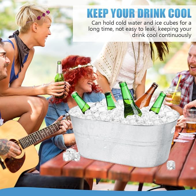 OBTANIM 4 Pack 4 Gallon Galvanized Ice Buckets Metal Champagne Drink Cooler Storage Ice Tub with Handles for Beer Cocktails Wine Beverage Home Parties Bar Cooling Supplies