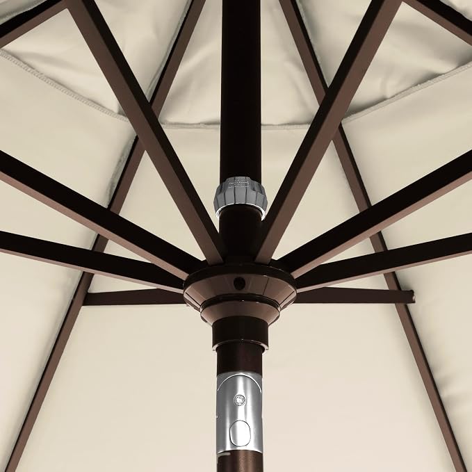 California Umbrella 12-Year-Non-Fading, 9Ft Premium Sunbrella Patio Umbrella, Hand-Crank, Button-Tilt, Bronze Frame, Canvas Fabric