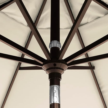 California Umbrella 12-Year-Non-Fading, 9Ft Premium Sunbrella Patio Umbrella, Hand-Crank, Button-Tilt, Bronze Frame, Canvas Fabric