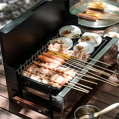 ALLC Charcoal Grills Tabletop Barbecue Rack Camping Outdoor Stainless Steel Barbecue Outdoor Barbecue Skewers Portable Barbecue Stove Barbecue Grill for Garden Outdoor Cooking
