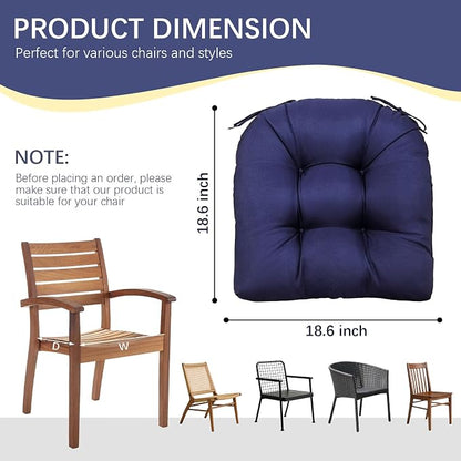 Gnostik 2 Pack Outdoor Seat Cushions 18.6"X18.6", Navy Blue Thick Tufted Waterproof Outdoor Chair Cushion for Garden Patio Porch Lawn Furniture