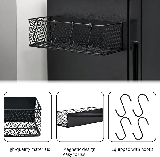 Storage Bin for Traeger Grills, Rust-Proof Grill Side Shelf with Strong Magnets, Suit for Traeger Pro Series 34, Pro Series 22, Pro D2 575, Pro 780, Ironwood 650, Ironwood 885, Pit Boss, Z-Grills