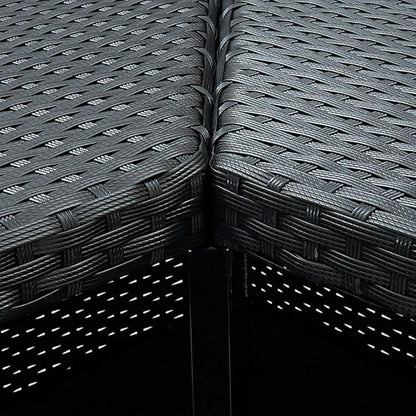 Modular Corner Bar Table with Storage Shelves Black PE Rattan for Dining Room Kitchen and Outdoor Use