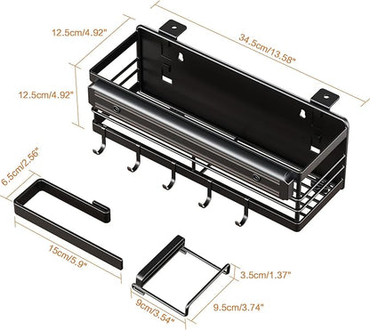 LIVOD Griddle Caddy - Magnetic Tool Holder for Blackstone Grills (17"-36") with Paper Towel Holder & Knife Rack