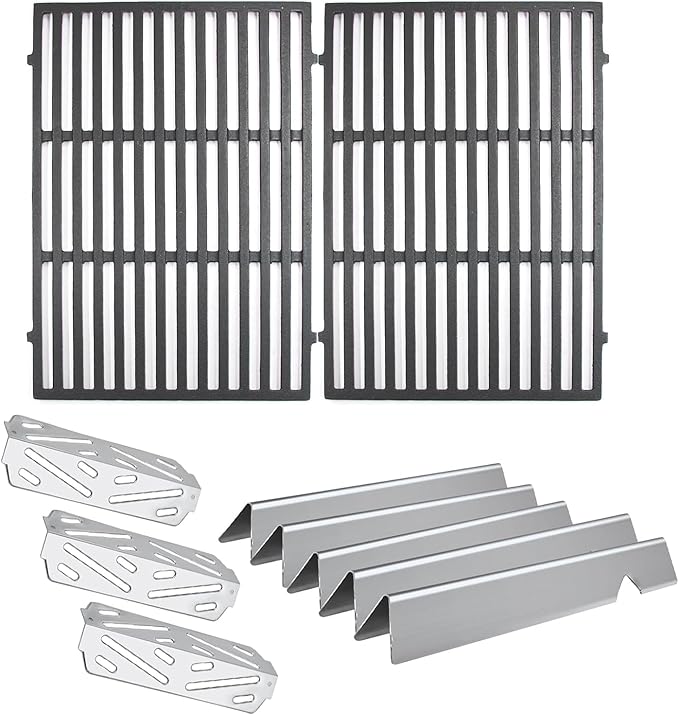 Hongso Grill Replacement Parts for Weber Genesis II 300 / LX 300 Series ii E310 S310 E315 S315 E335 S335 E330, Grill Grates 66802 66095, Flavorizer Bars 90235 66795 66032, Heat Deflectors 66040 66685