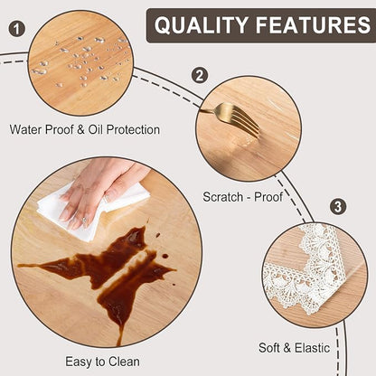 JIUZHEN Clear Vinyl Tablecloth Protector, Waterproof/Oil-Proof, Transparent Rectangle Vinyl Table Cloth, Easy Wipe Clean, Plastic Table Cover with Lace Edge for Kitchen Dining Tables, 54"x102"