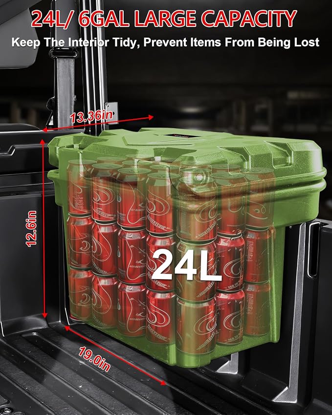 StarknightMT UTV Bed Box 6 GAL Waterproof Cargo Storage Compatible with Polaris General 1000 2016-2023 Ranger/XP 1000 900 570 500 Accessories Parts SXS Tool Box