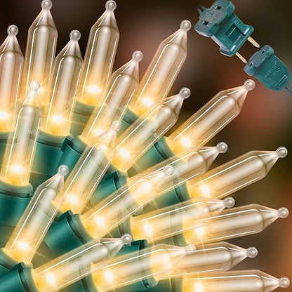 Clear Christmas String Lights, 150 Count 31.9Ft Incandescent Mini Bulb Lights, Green Wire Waterproof Indoor Outdoor String Lights for Xmas Tree, Garland, Wedding, Party & Holiday Decor