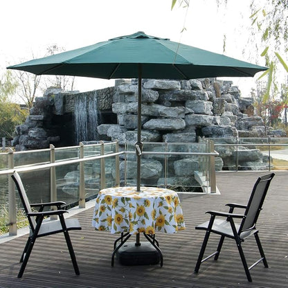 SUQ I OME Outdoor Tablecloth with Umbrella Hole and Zipper, Zippered Patio Table Cloths,Spring/Summer Table Covers for Backyard Circular Table/BBQs/Picnic(Sunflower,60'' Round with Zipper)