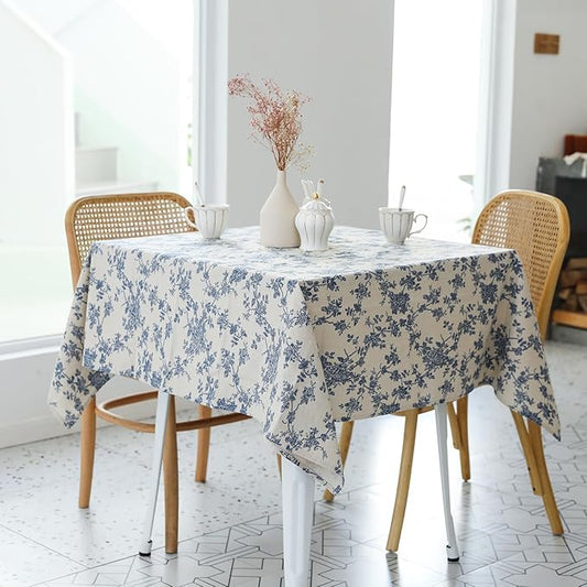 YiHomer Pastoral Square Tablecloth - 40 x 40 Inch Table Cloth - Washable Table Cover with Dust-Proof Wrinkle Resistant for Restaurant, Picnic, Indoor and Outdoor Dining, Floral (Dark Blue)