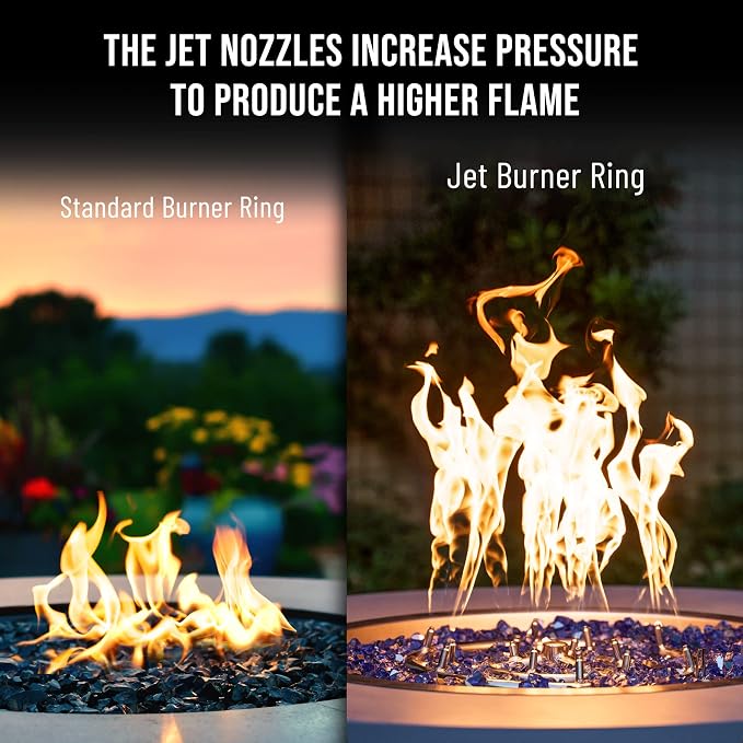 Skyflame 36-Inch Round Stainless Steel Fire Pit Jet Burner Ring | 304 Stainless Steel, 443,000 BTU, Flame Jet Nozzles, Patio Use