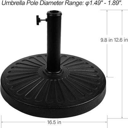 Blissun 22 lbs Patio Umbrella Base, Outdoor Umbrella Base, Market Umbrella Base Stand for Patio, Garden, Lawn, Black